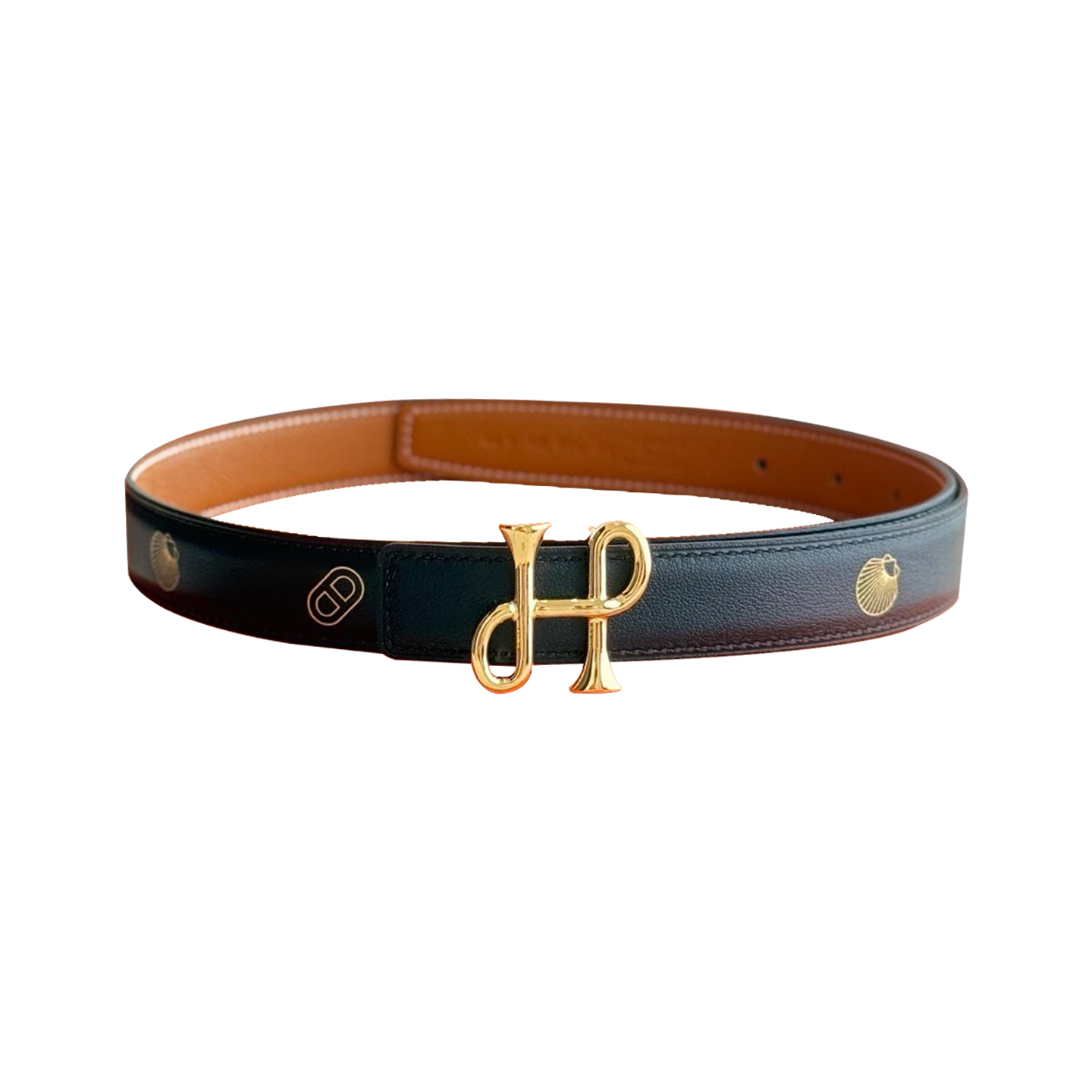 Hermès Women' s Cor Baroque Buckle Reversible Belt In Black/Grey Epsom Calfskin With Gold/Silver Hardware 24mm