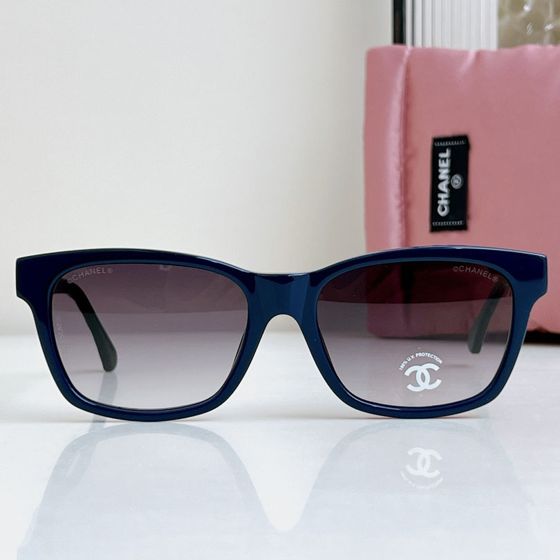 CHANEL square frame glasses blue green color size 58口17-140