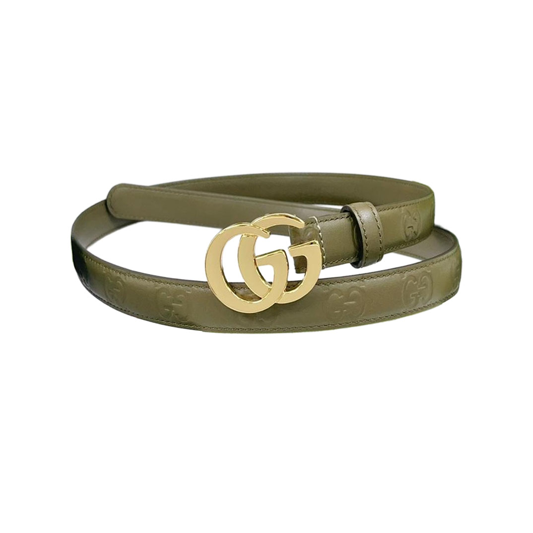 Gucci Women's Double G Buckle Belt In Green/Blue/Red/Black GG Calfskin With Gold/Silver Hardware 20mm