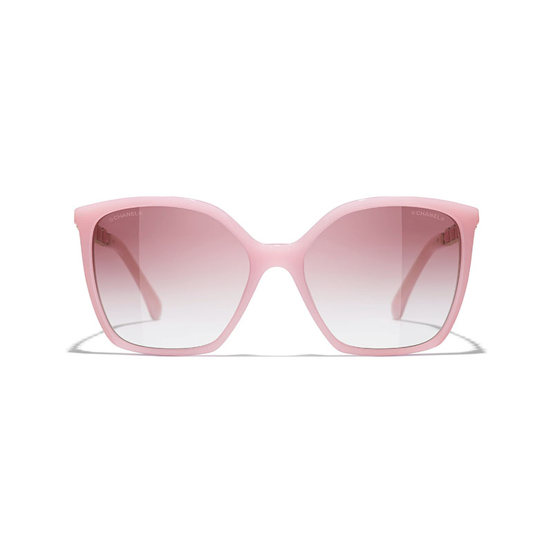 CHANEL square frame glasses pink color size 57-17-140