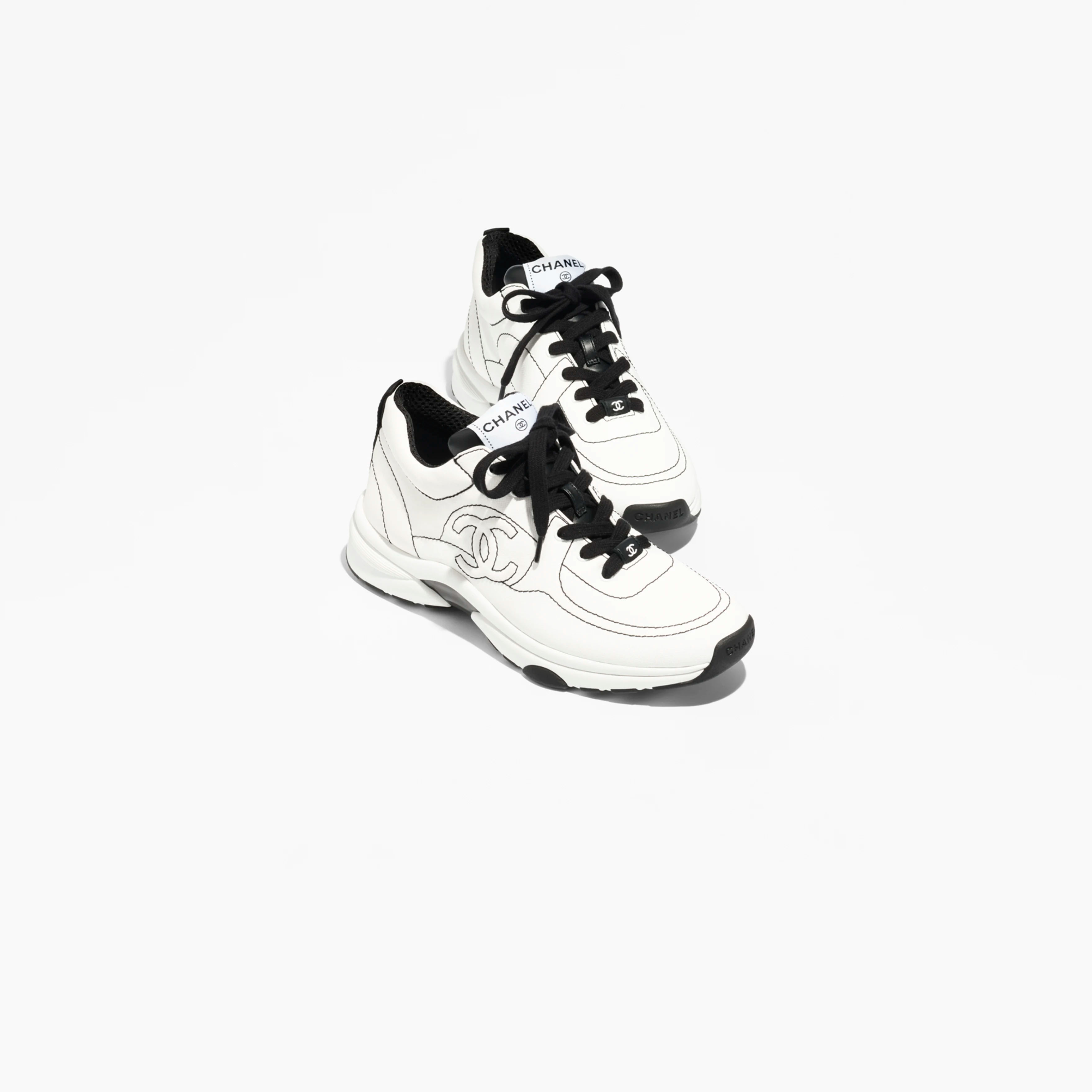 White and black cotton Chanel Sneakers