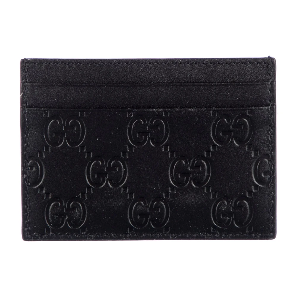 Gucci Small Card Holder Black GG Signature Leather