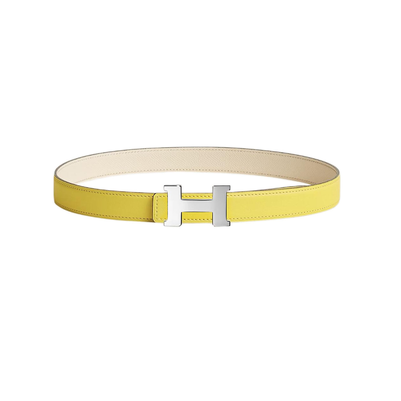 Hermès Women' s Mini Constance Buckle Reversible Belt In Yellow/Blue/White/Brown/Coffee Calfskin With Gold/Silver Hardware 24mm