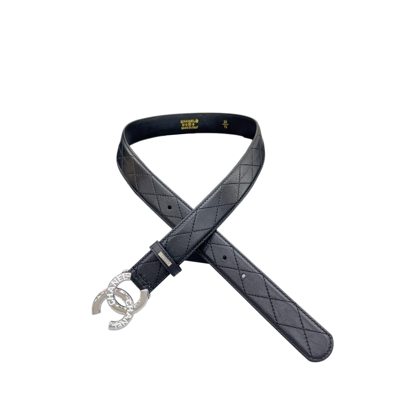 Chanel Women's CC Belt In Black/White/Beige/Red Lambskin With Gold/Silver Hardware 30mm