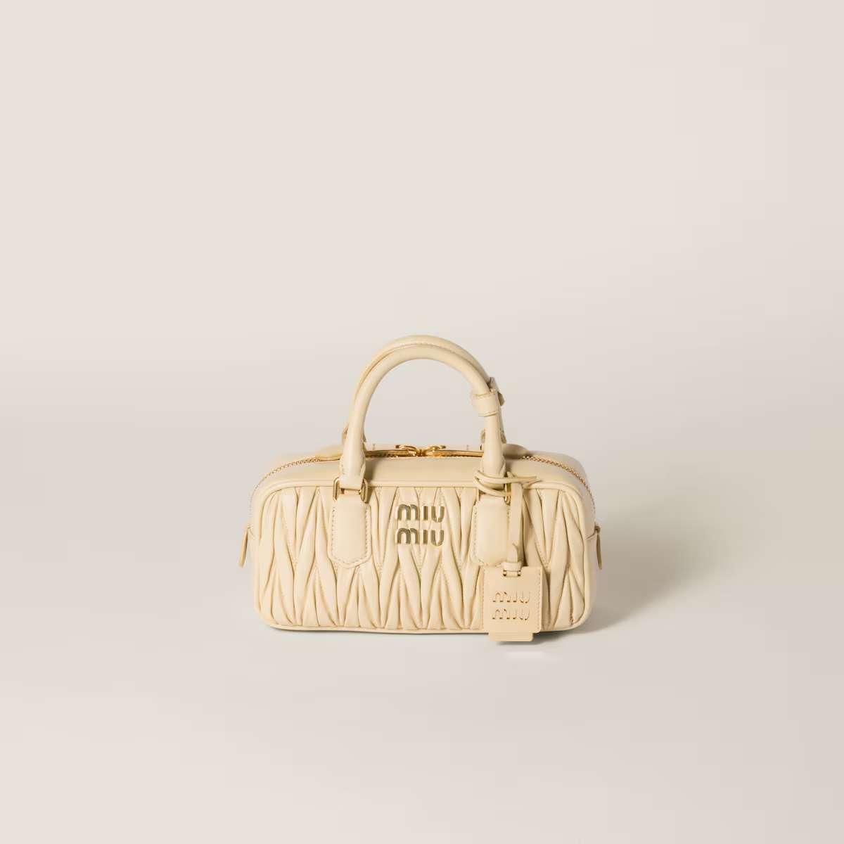 Miu Miu Arcadie matelassé Quilted Lambskin Leather Beige Top-Handle Bags