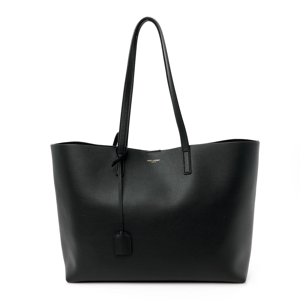 Saint Laurent Large Shopping Tote Black Calfskin Leather