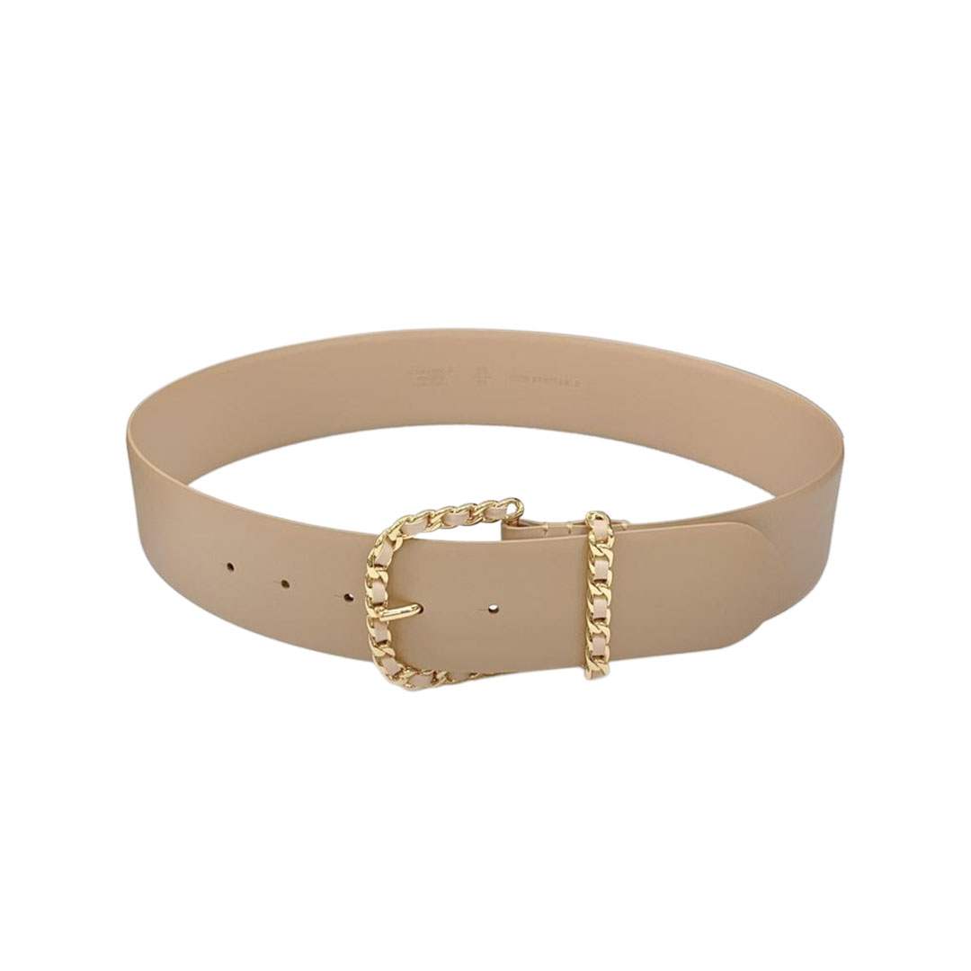 Chanel Chain Buckle Belt In Beige/Pink/Black/Blue Calfskin With Gold Hardware 50mm