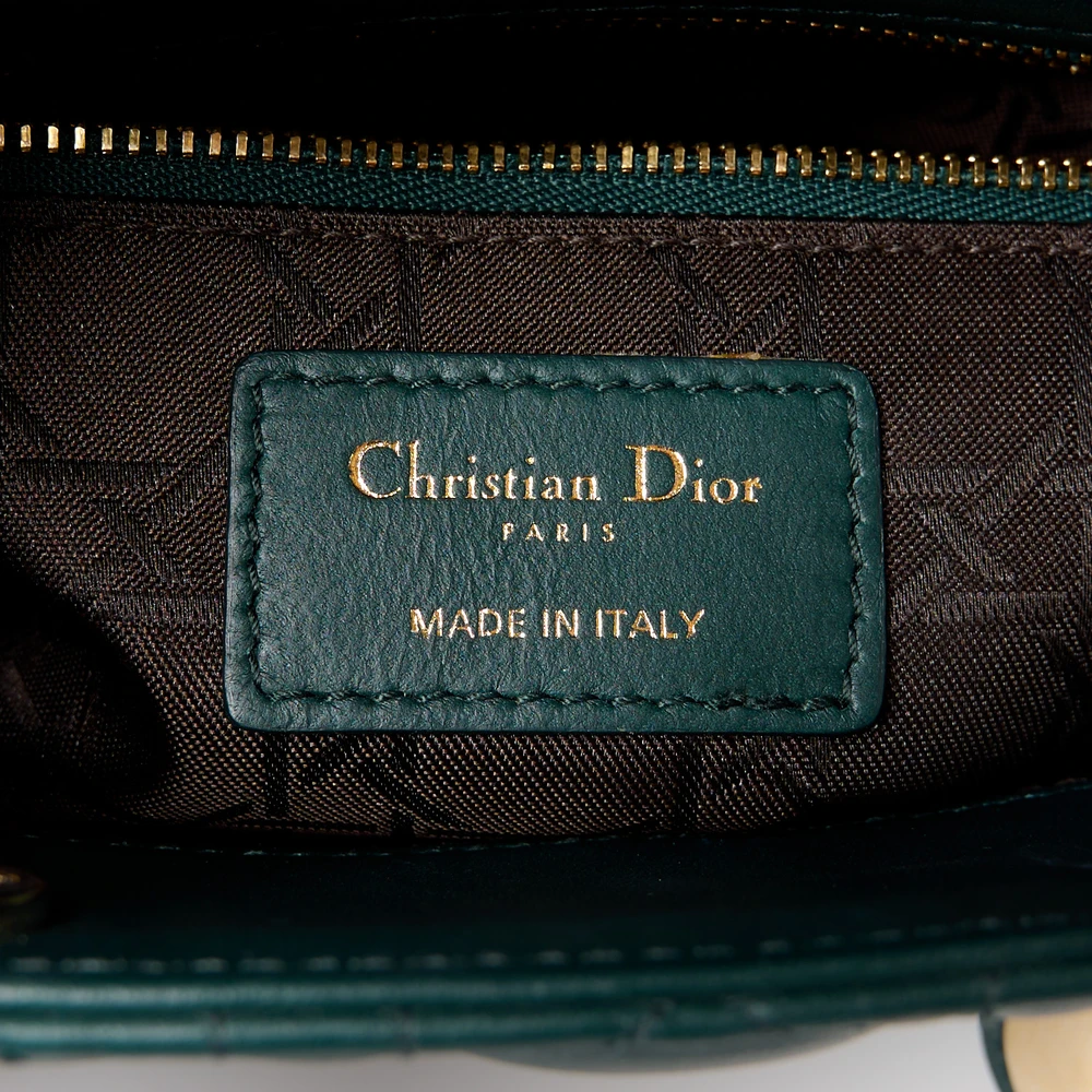 Dior Small My ABCDior Lady Dior Dark Green Lambskin Leather Gold Hardware