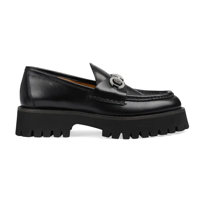 Gucci black thick bottom loafers
