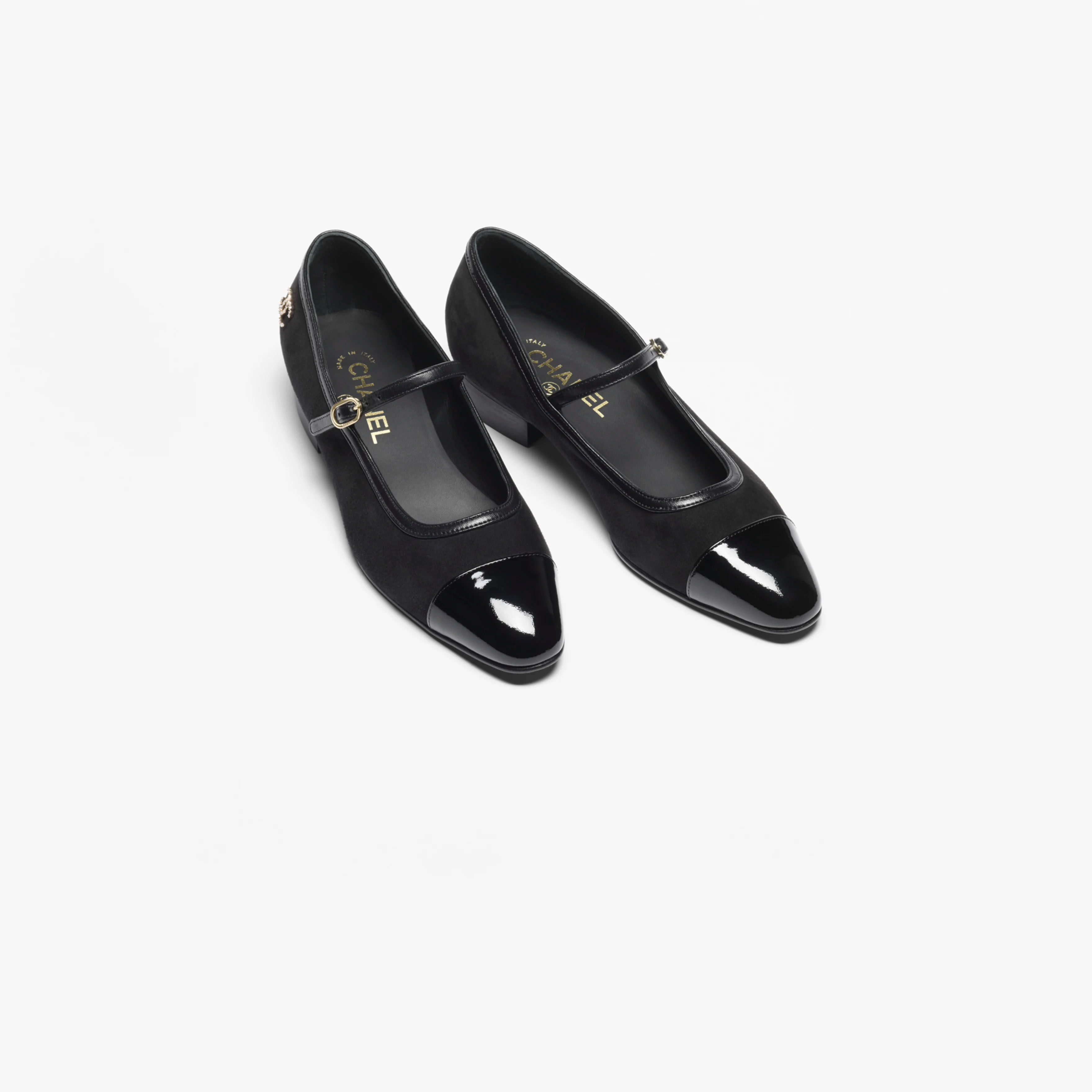 Chanel suede, varnished calfskin Black Mary Jane Shoes