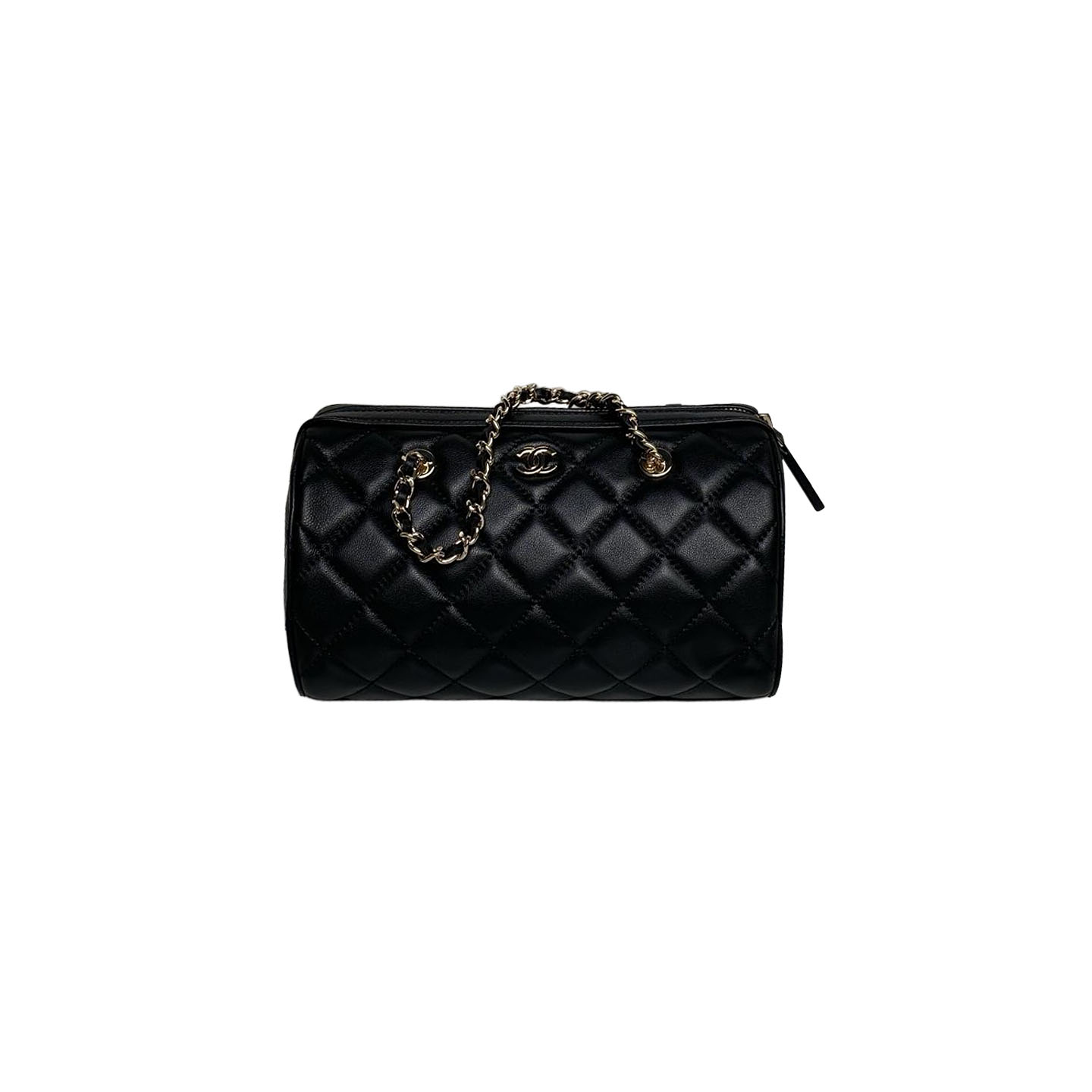 Chanel White / Black Quilted Lambskin Leather Crossbody Bags