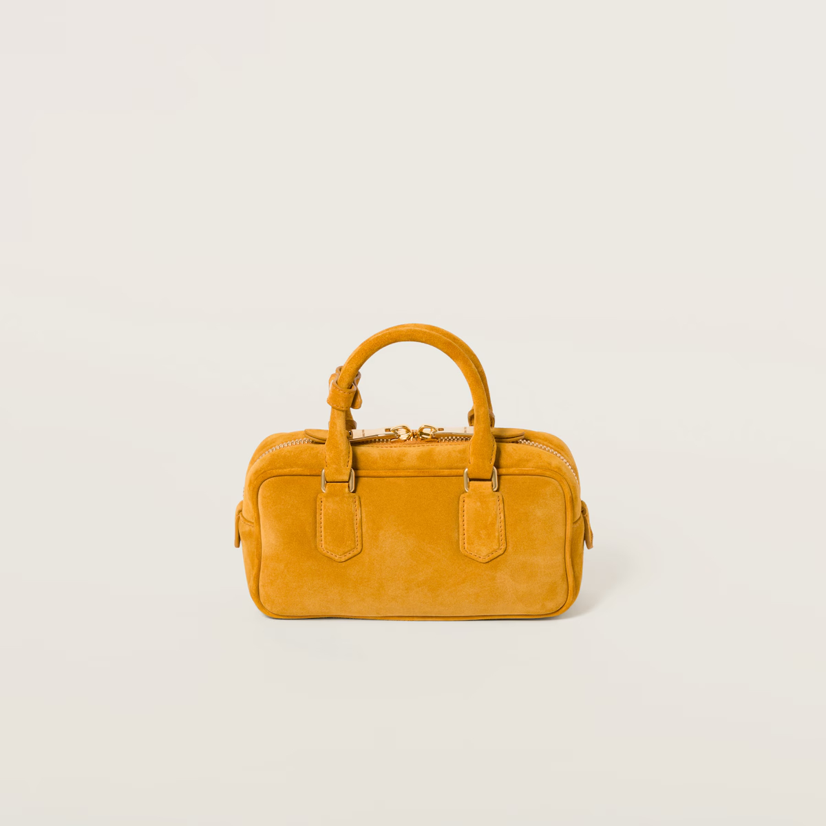 Miu Miu Arcadie Suede Leather Yellow Top-Handle Bags