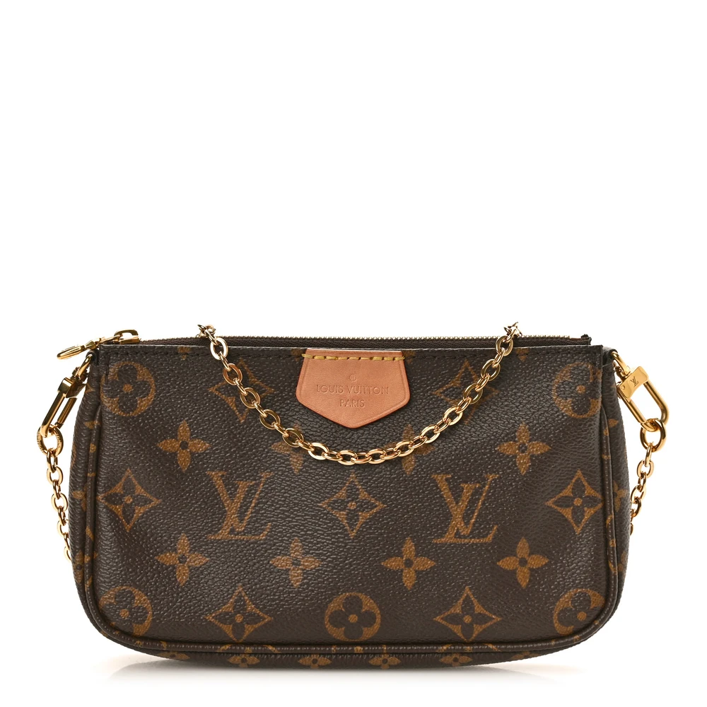 Louis Vuitton Multi Pochette Accessories Mini Pochette Monogram Canvas Gold Hardware
