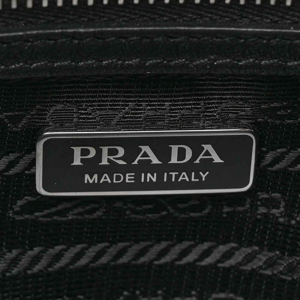 Prada Mini Galleria Double Zip Tote Black Metal Satin & Crystal Silver Hardware