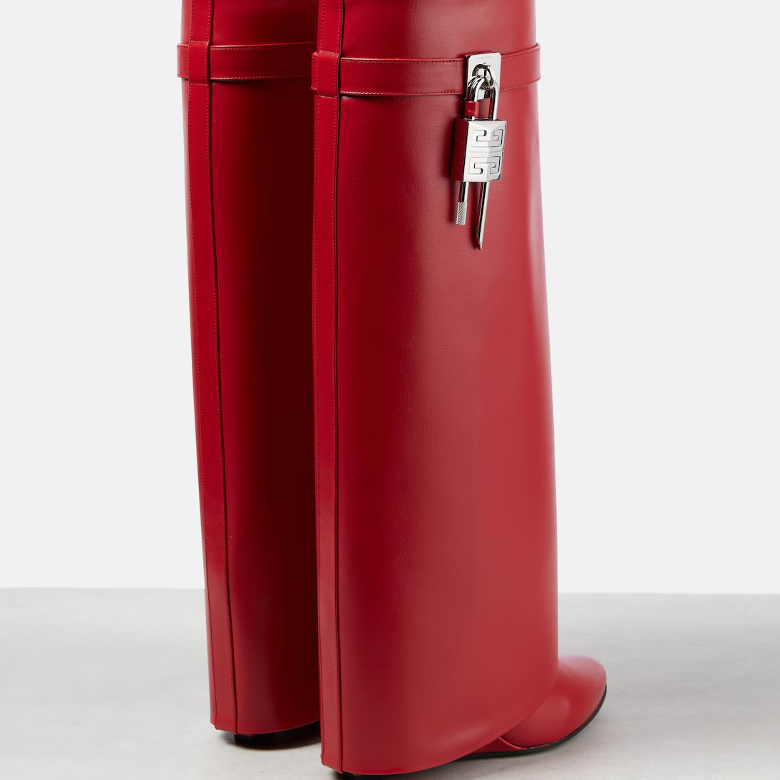 GIVENCHY Red leather knee-high boots