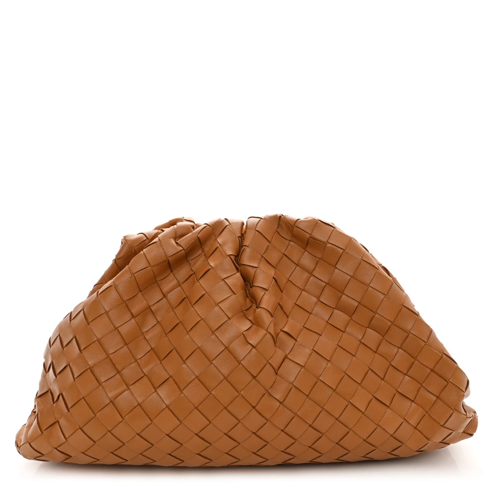 Bottega Veneta Maxi Intrecciato The Pouch Oversized Clutch Caramel Nappa Leather