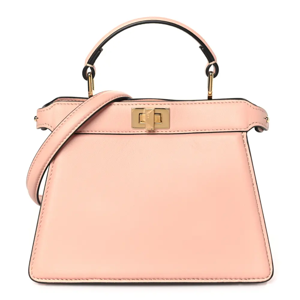 Fendi Petite Peekaboo I SEE U Satchel Rosa Confetto Shiny Nappa Leather Gold Hardware