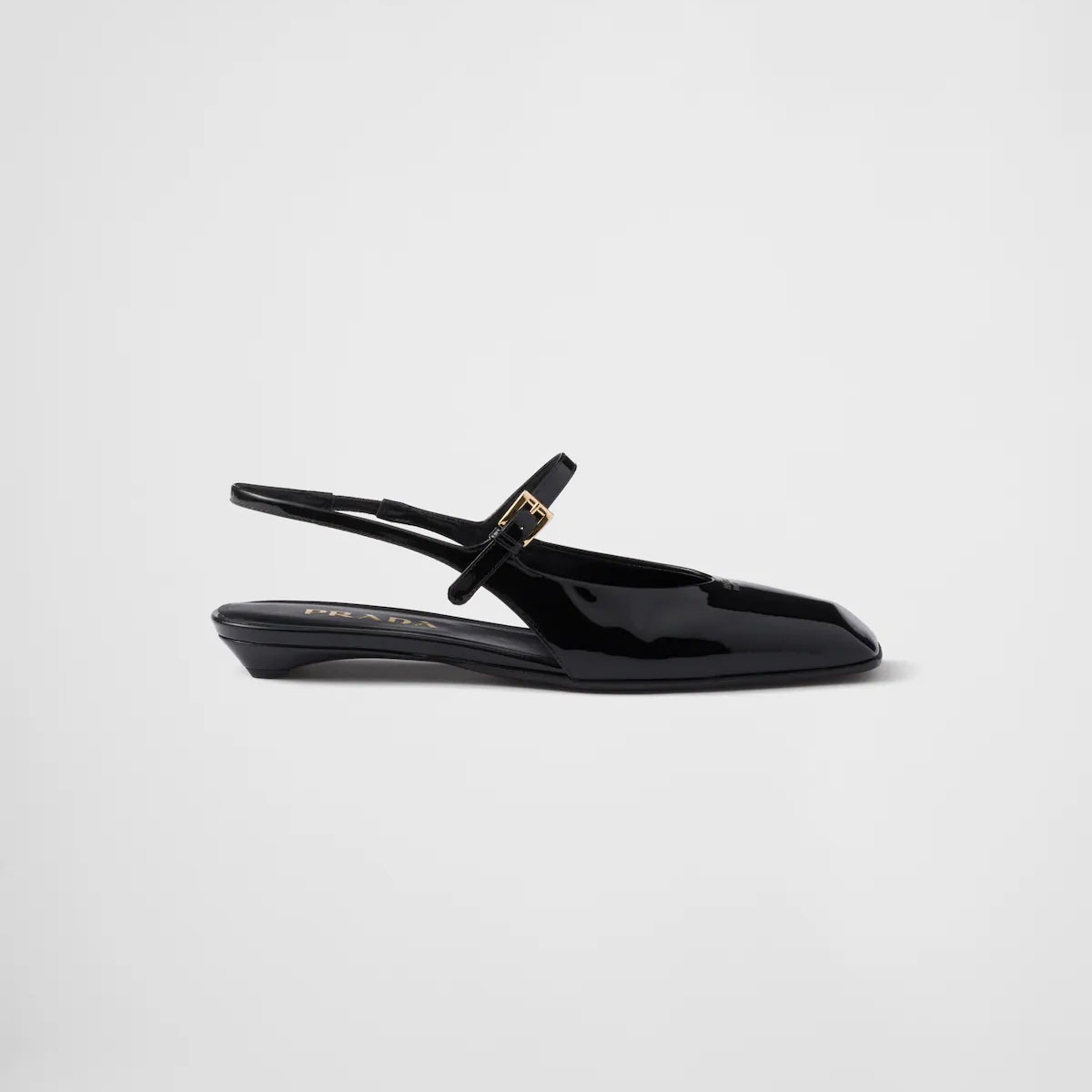 PRADA Patent paint leather Flat Shoes Black Ballet Shoes