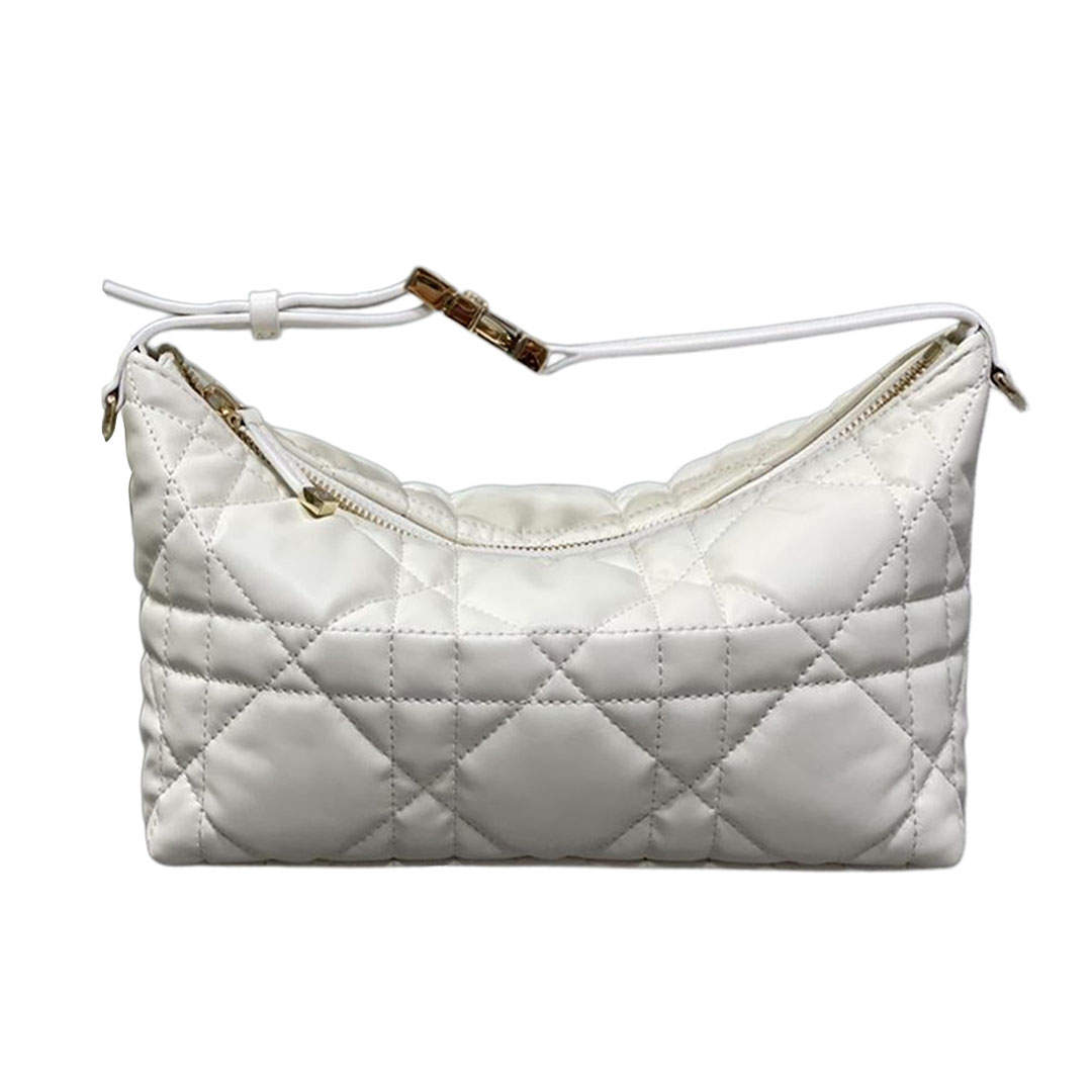 Dior Small D-Journey Bag in White Macrocannage Lambskin Gold Hardware