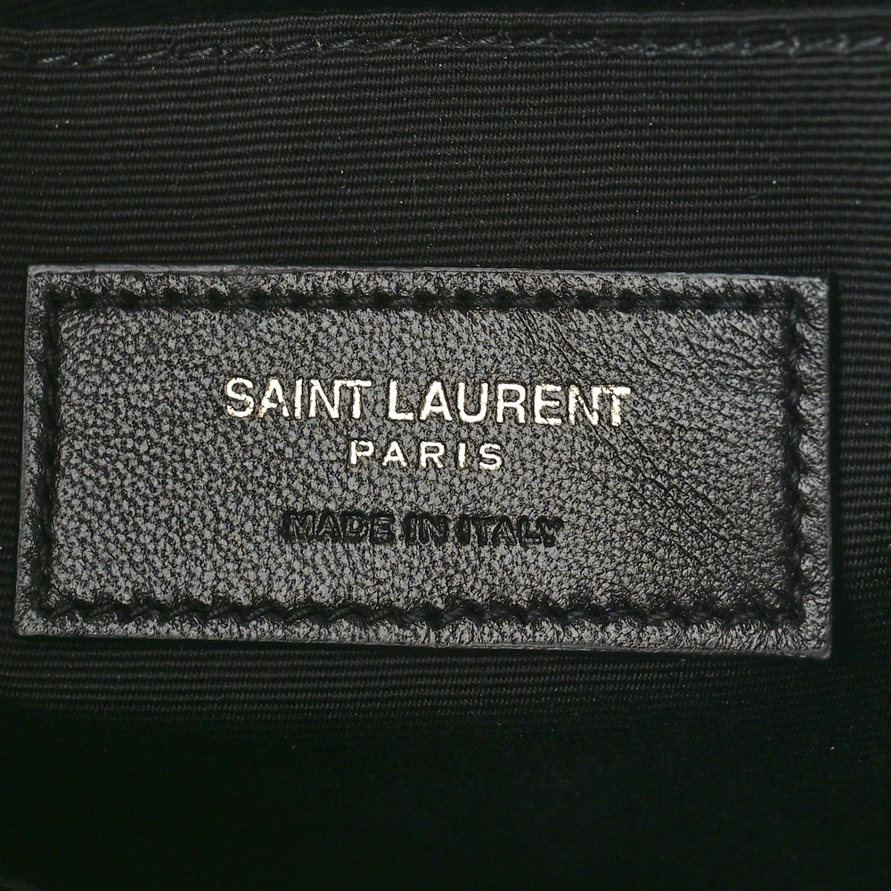 Saint Laurent Medium A5 Wristlet Black Chevron Monogram Calfskin Matelasse Leather Gold Hardware