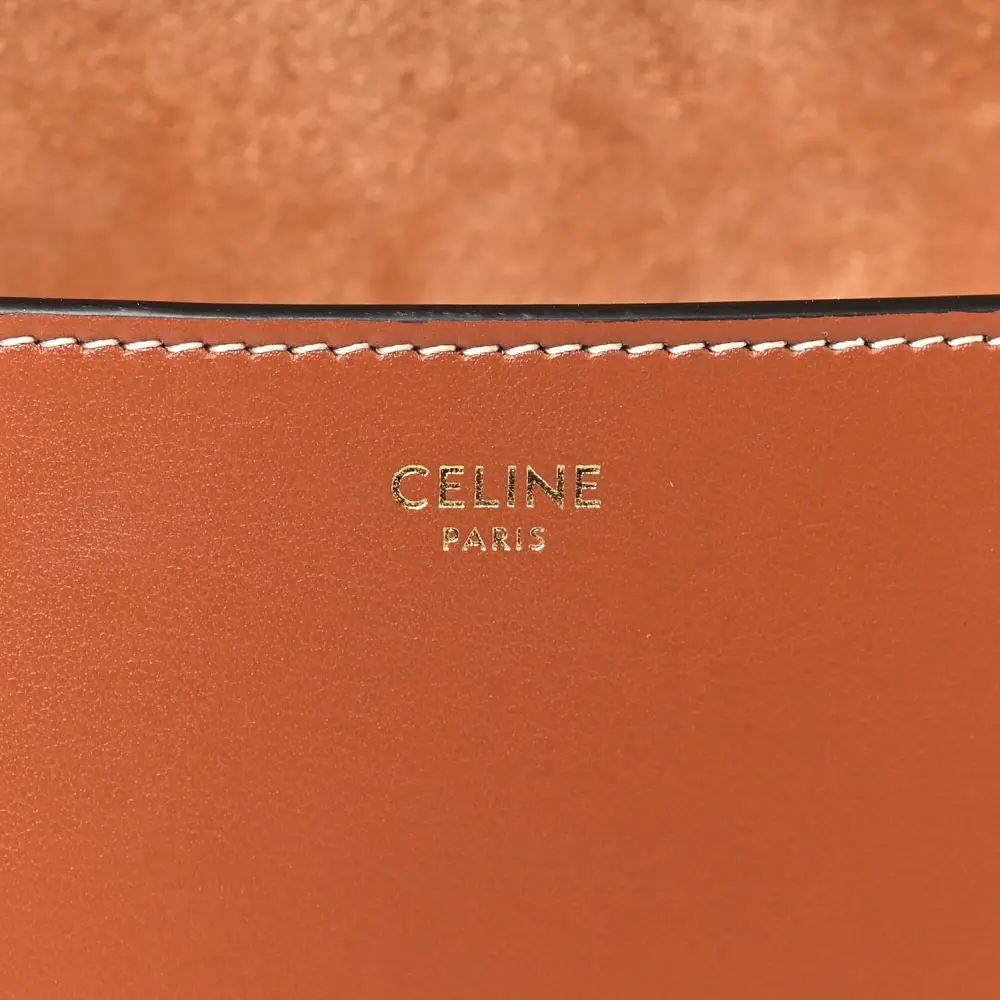 Celine Small Cuir Triomphe Folco Crossbody Bag Tan Smooth Calfskin Leather Gold Hardware