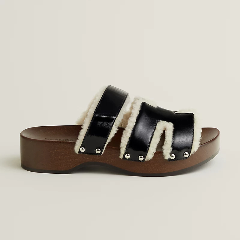 HERMES  Kos Slippers High-heeled slippers Black High Heels Sandal