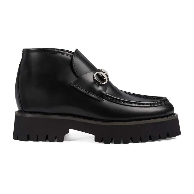 Gucci black horse collar ankle boots