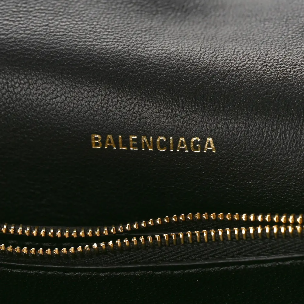 Balenciaga Medium Crush Chain Bag Black Quilted Crushed Calfskin Leather Gold Hardware