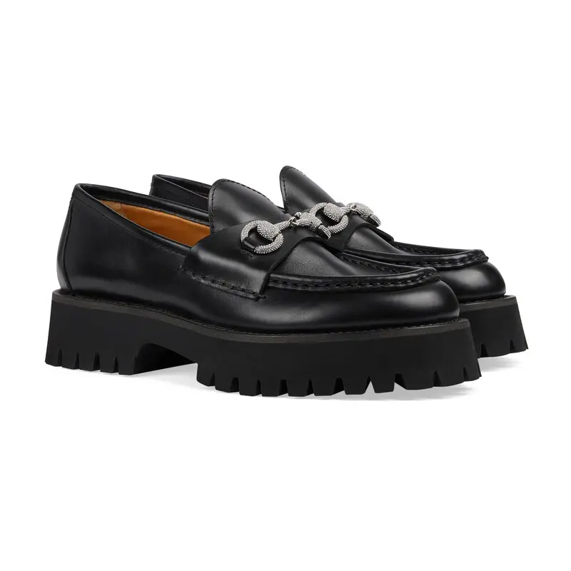 Gucci black thick bottom loafers