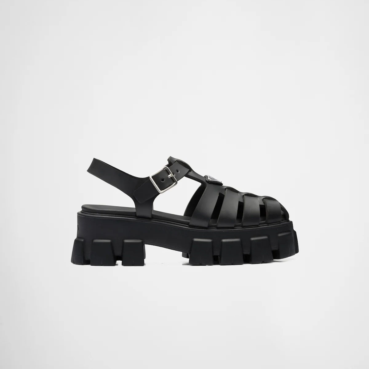 PRADA Black rubber Monolith sandals