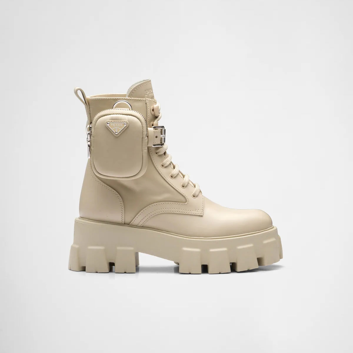 PRADA Desert Yellow marbled leather boots (with bag)