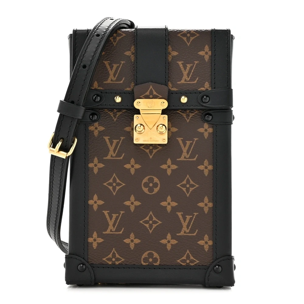 Louis Vuitton Pochette Trunk Verticale Black Monogram Canvas Brass Hardware