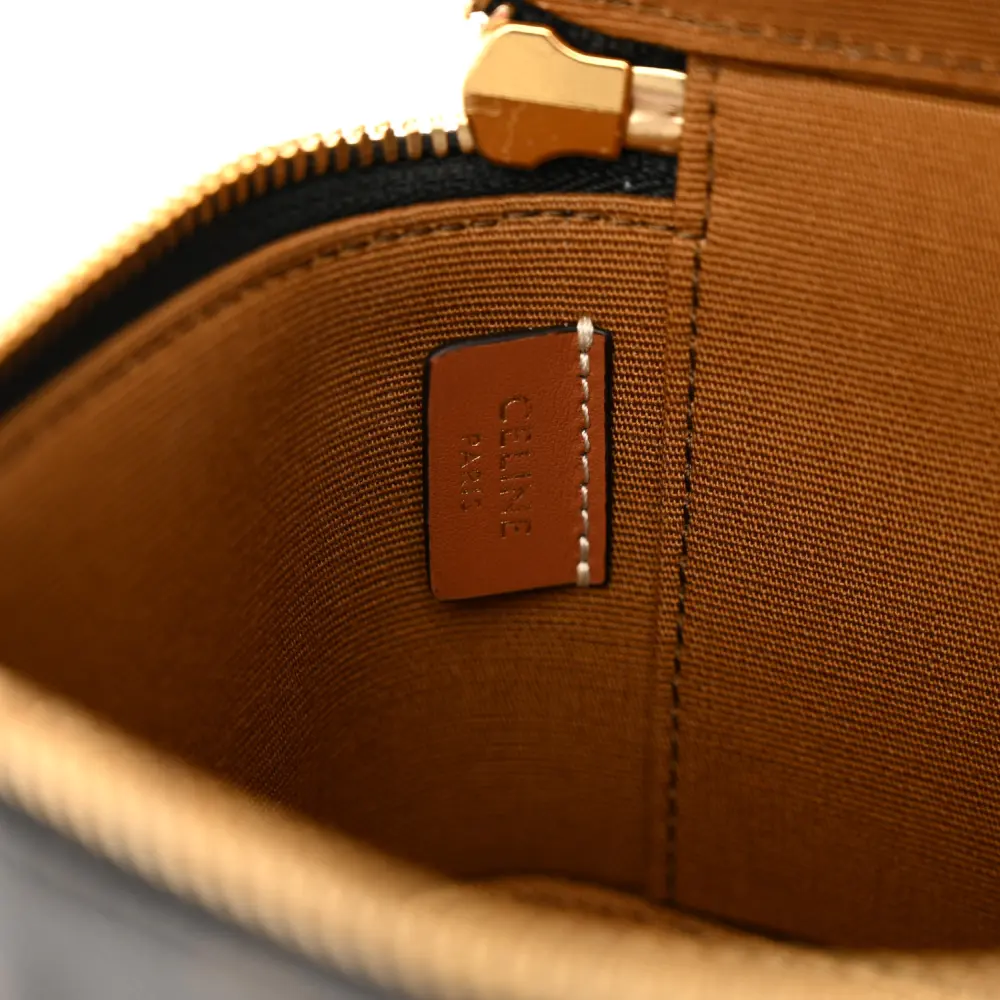 Celine Mini Vanity Case Tan Triomphe Canvas & Calfskin Leather Gold Hardware