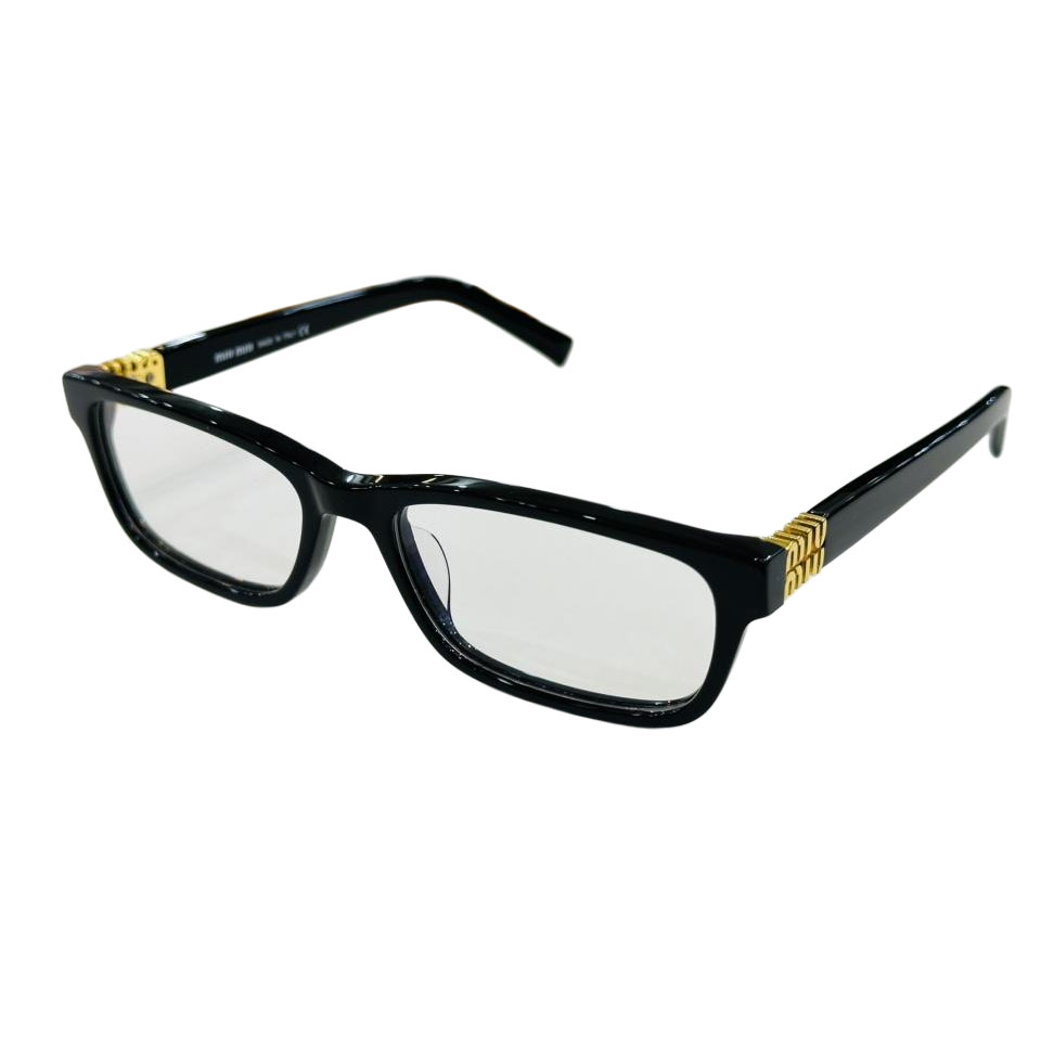 Miu Miu Wrap glasses black gold/white/tawny/leopard color Size 57口18-140