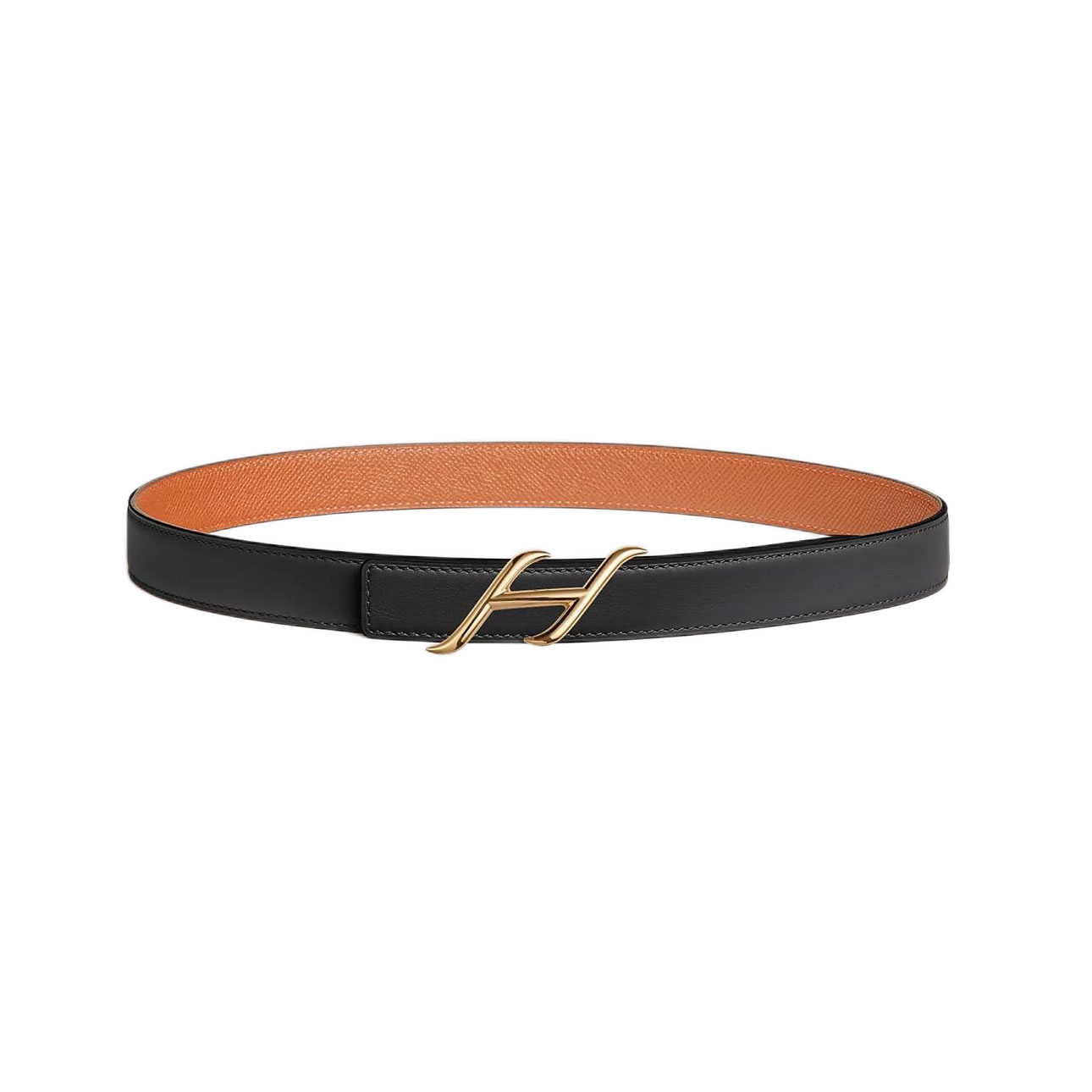 Hermès Women' s HDN Buckle Reversible Belt In Orange/Brown/Etoupe/Black Calfskin With Gold/Silver Hardware 24mm