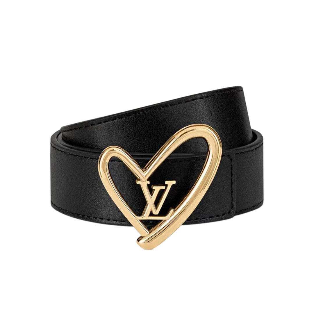 Louis Vuitton Women's The Knot Reversible Belt In Black Calfskin And Monogram Canvas With Gold Hardware 20mm