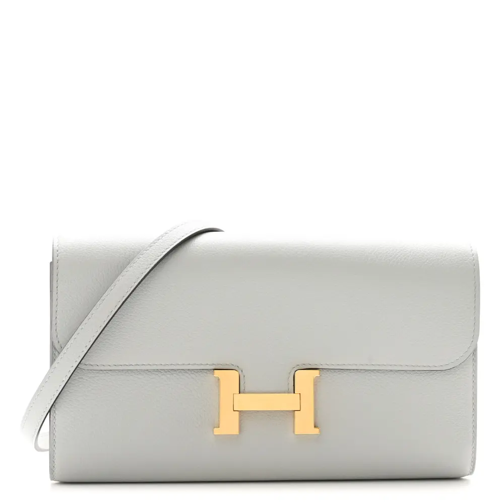 Hermès Constance Wallet To Go Bleu Glacier Evercolor Leather Gold Hardware