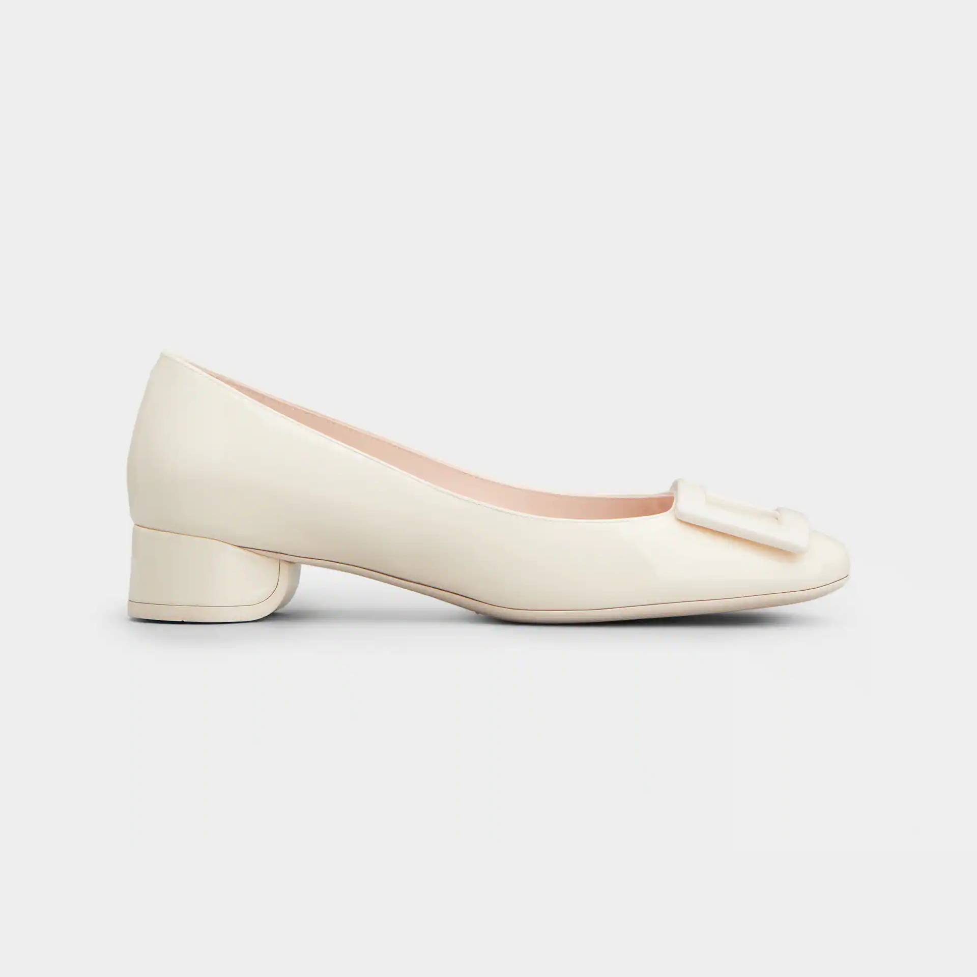 Roger Vivier U Look Ballerinas In White Patent Leather With Lacquered Buckle (Heel Height 2.5cm)