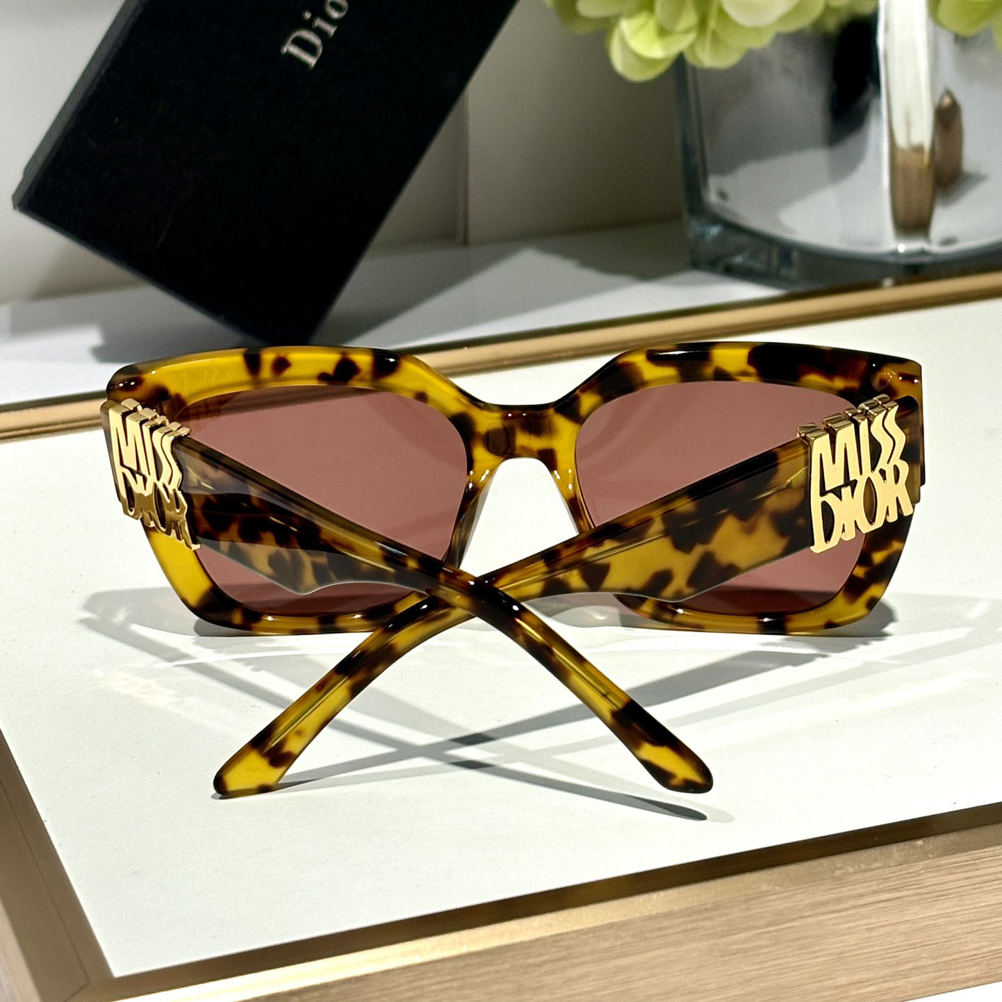 DIOR square frame glasses leopard brown/black purple/black tawny/black white/white/blue color Size 55口20-140
