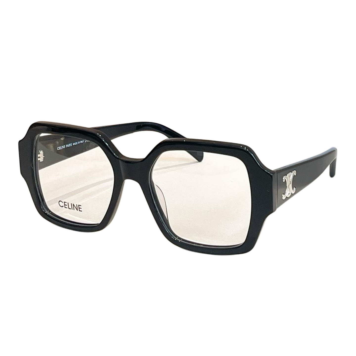 Celine square frame glasses black gold/black silver/leopard/gradient brown/leopard green/black with brown wood grain/black brown color transparent lens Size 53口20-150