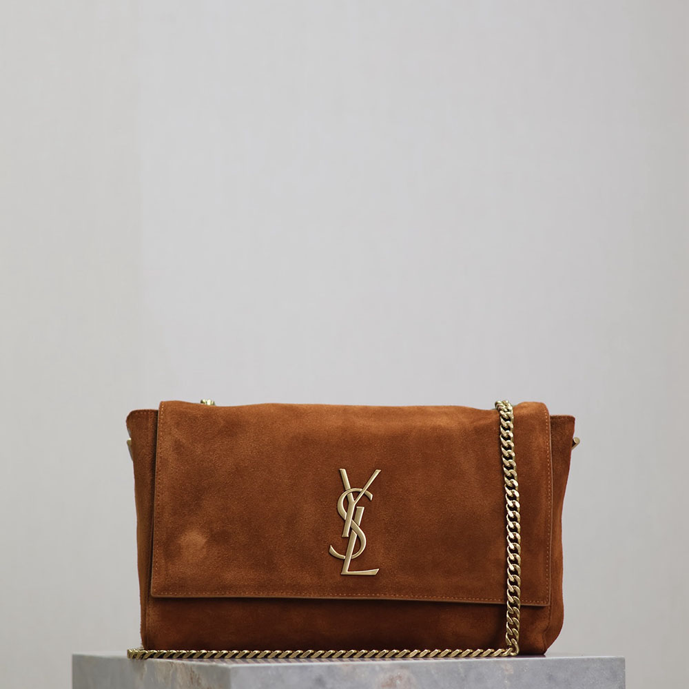 Saint Laurent Khaki Kate Reversible Chain Bag (Suede & Smooth Leather / Suede & Crocodile Pattern) Crossbody Bags