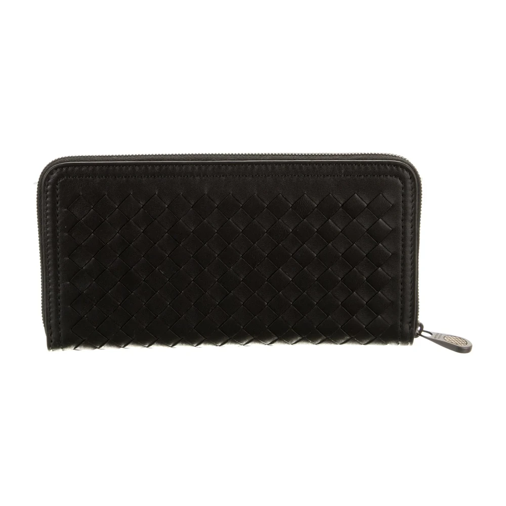 Bottega Veneta Large Continental Wallet Black Calfskin Leather Silver Hardware