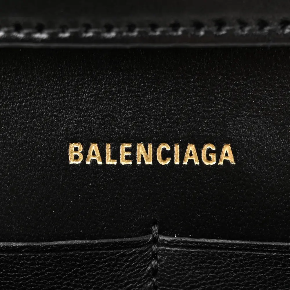 Balenciaga XS Hourglass Chain Bag Black Shiny Box Calfskin Leather Gold Hardware