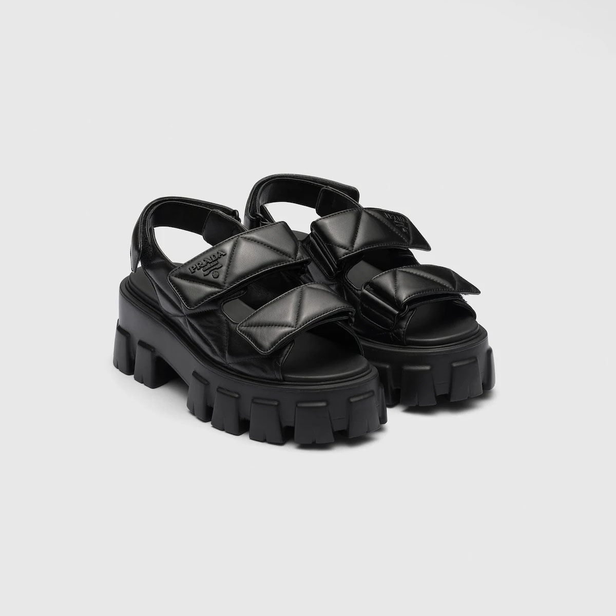 PRADA Black Monolith Nappa leather sandals