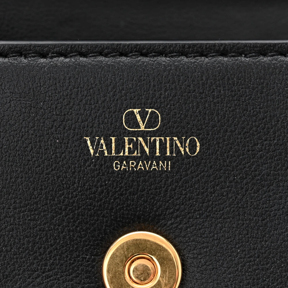Valentino Garavani Micro VLogo Locò Shoulder Bag Black Calfskin Leather Gold Hardware