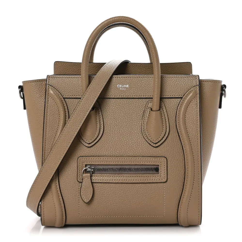 Celine Nano Luggage Bag Dune Drummed Calfskin Leather
