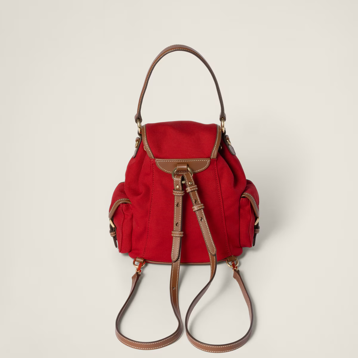 Miu Miu Red Canvas and Leather Backpacks