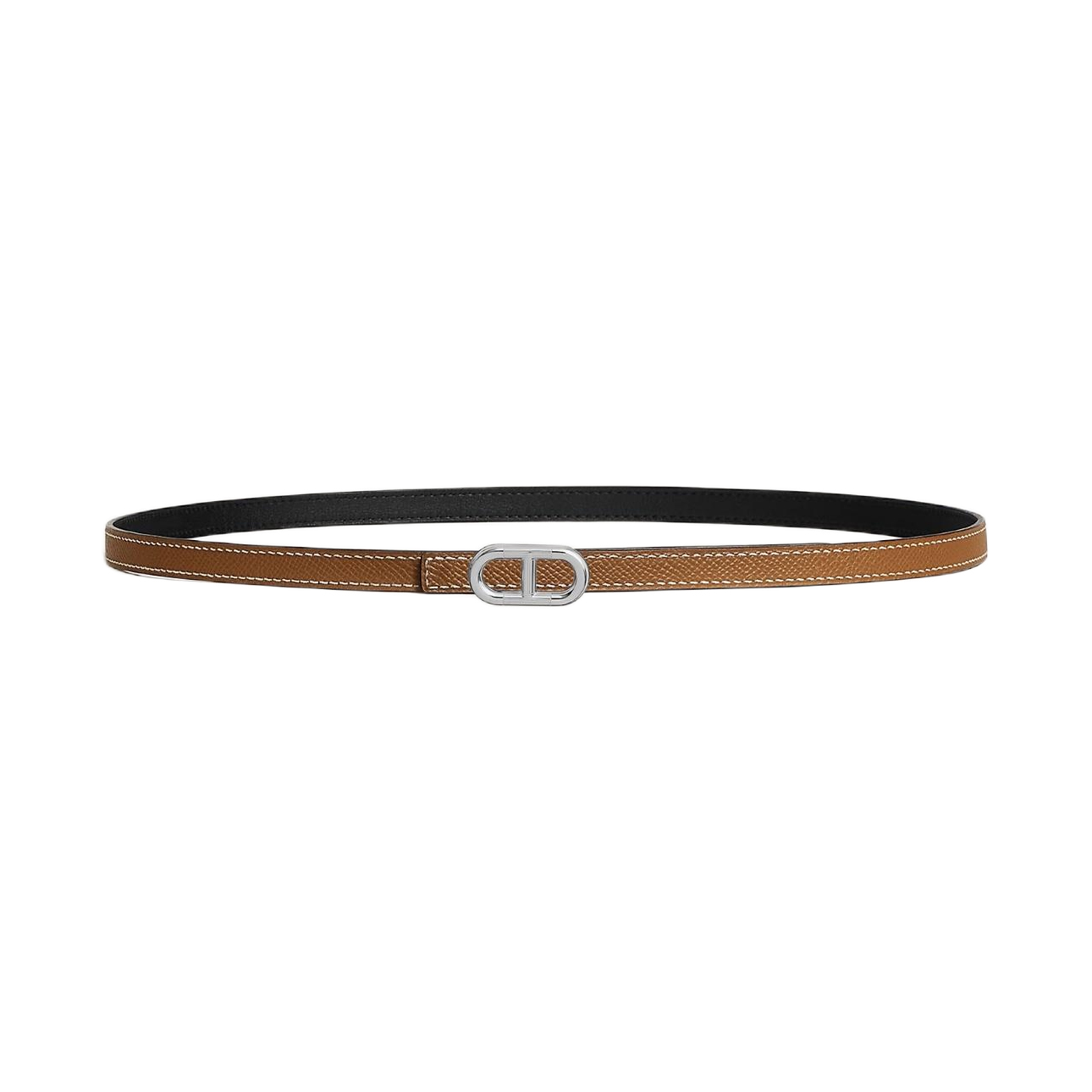 Hermès Women' s Millon H Buckle Reversible Belt In Brown/Black/Orange/White Epsom Calfskin With Silver Hardware 13mm