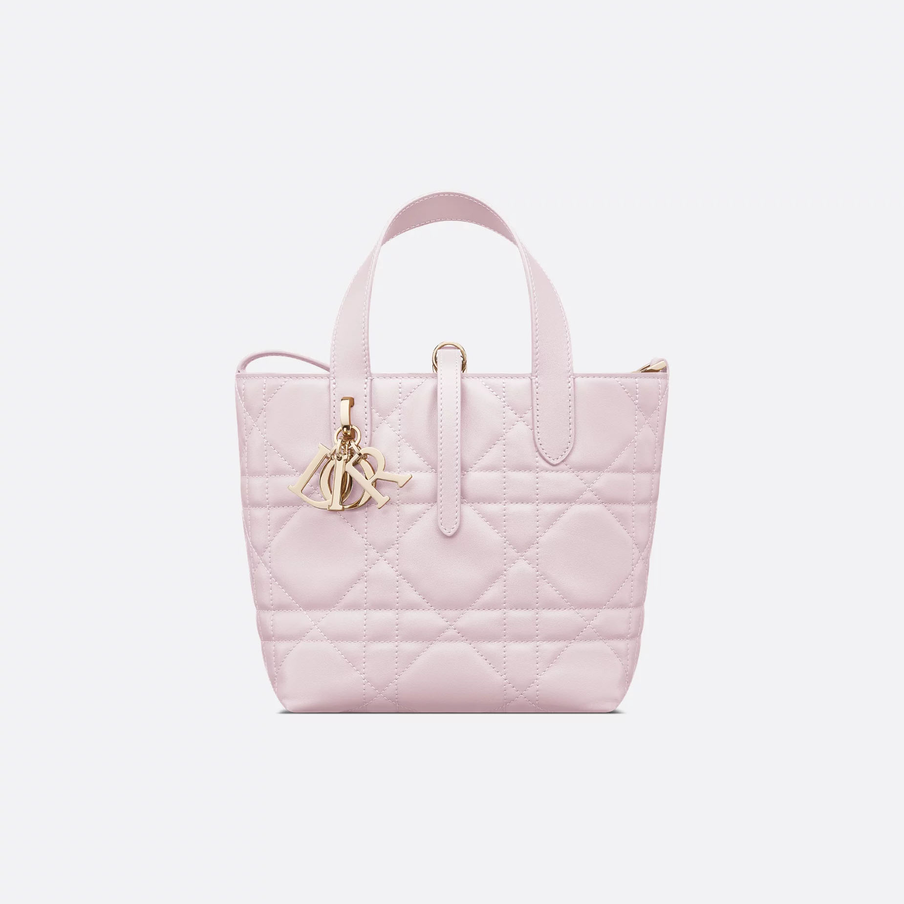 Dior Toujours Vertical Nano Tote Bag In Light Pink/Black/White/Beige Crossbody Bags Calfskin Leather Top-Handle Bags