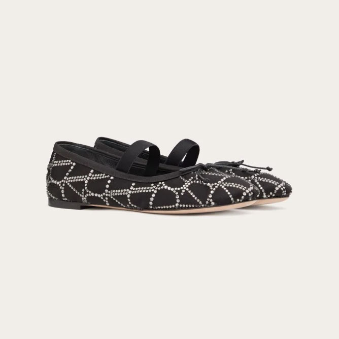 VALENTINO V logo ballet flats with imitation crystal trim